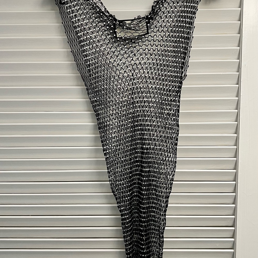 Gucci Black Crystal Fish Net Tank Top
